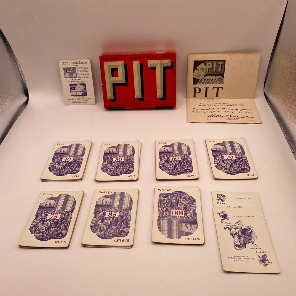 Vintage 1947 Pit Card Game Parker Brothers Commodity Trading Game Complete Box